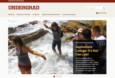 Screenshot of Undergrad.stanford homepage